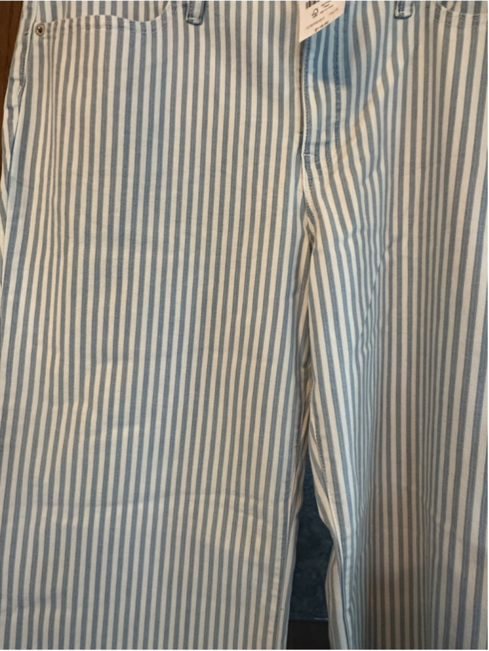NWT J.Crew Striped High-Rise Wide-Leg Cropped Pants Women's 33P Blue White $118 - Picture 3 of 7